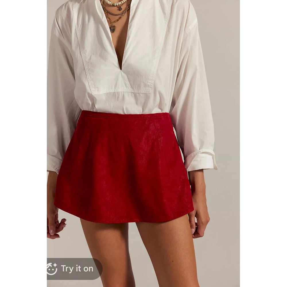NWT We The Free Free People Rhythmic Red Skort Mini Skirt Shorts XL